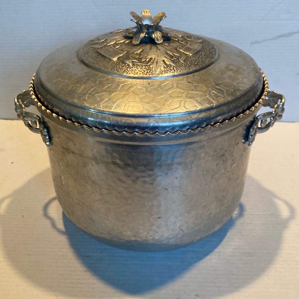 Vintage Forman Family Hammered Aluminum Ice Bucket or Storage Container